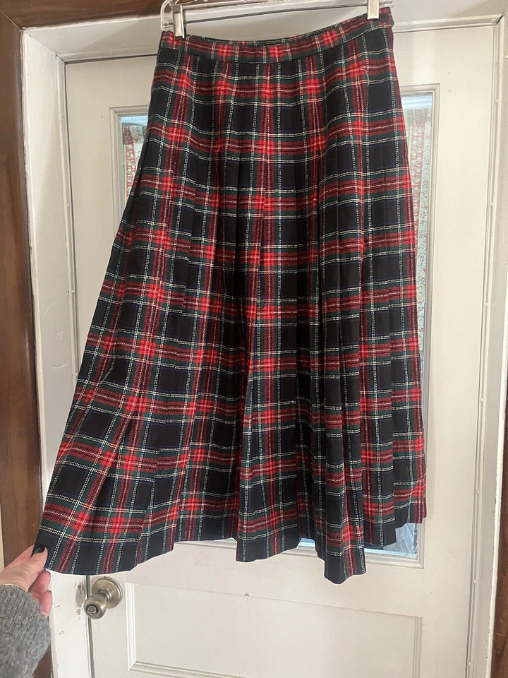 Falda plisada a cuadros escoceses tartán negra de lana Pendleton de colección EE. UU. para mujer talla 10 Foto 2 de 4