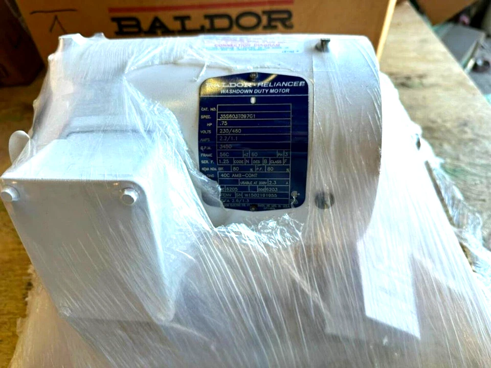 Baldor VWDM3538 1/2 .5HP 1740RPM 56C 3PH 208-230/460V Washdown Duty TENV Motor - Image 2 of 4