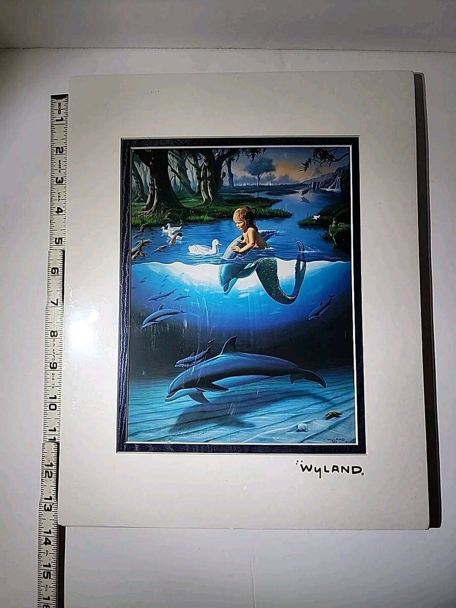 5 Vintage WYLAND STUDIOS Prints Orca Turtle Dolphin Maui Mermaid