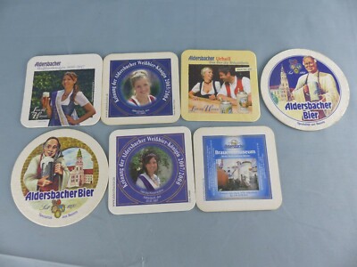 Lot of 7 different ALDERSBACHER beer mats bierviltje Bierdeckel A42
