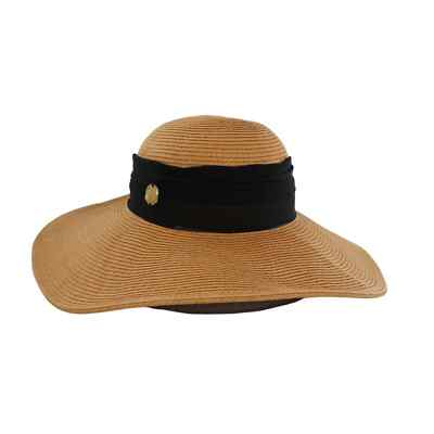 Vince Camuto Natural Floppy Sun Hat with Black Band $48 Tags  display picture 3