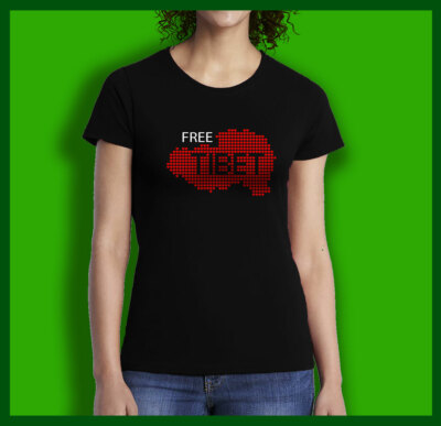Tibetan Free Tibet  Heart Map Women Lady's black t-shirt shirt 100 % cotton