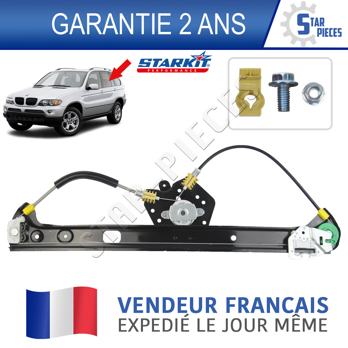 Lève-vitre arrière gauche pour BMW X5 E53 de 2000 à 2006