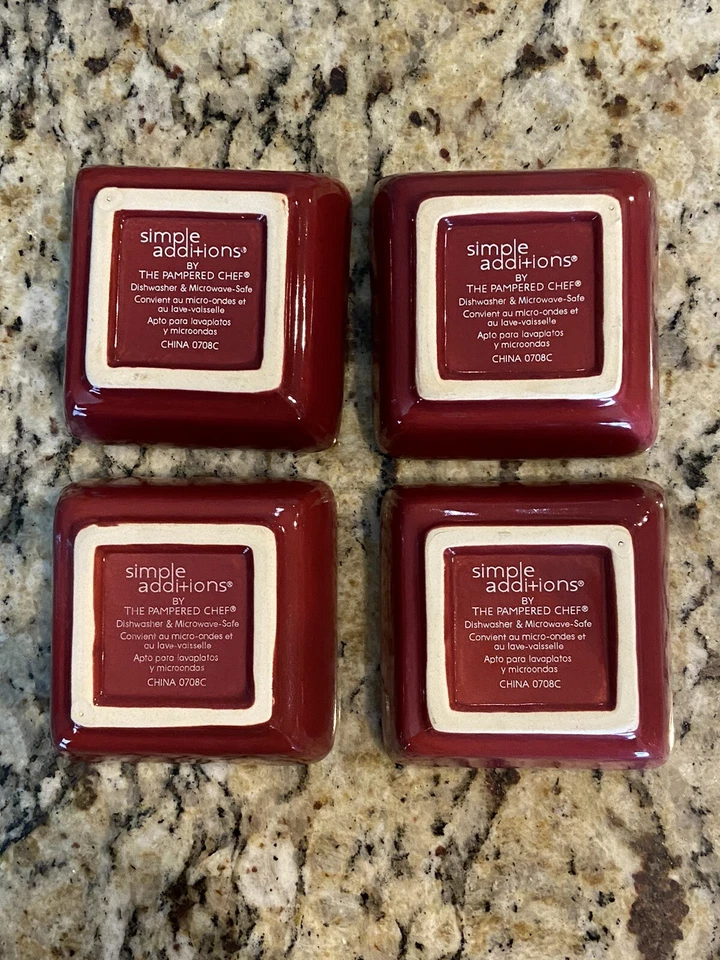 The Pampered Chef 4 Simple Additions Cranberry Petite Squares 2051 - Image 2 of 4