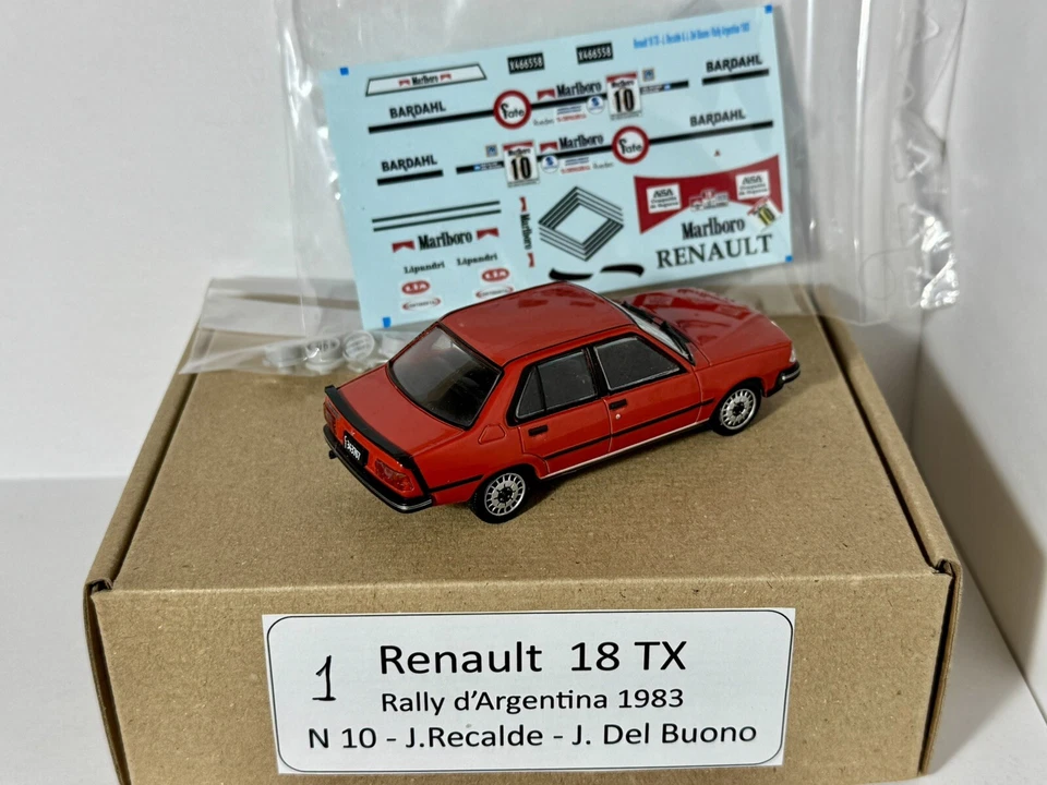 RENAULT 18 TX #10 J.RECALDE-J.DEL BUONO RALLY ARGENTINA 1983 1:43 Transkit New! - Immagine 4 di 4