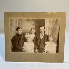 Antique Cabinet Card Photo Family Portrait Girl With Doll 7x5.75 Overall
