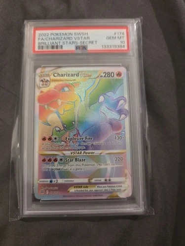 2022 Pokemon SWSH Brilliant Stars Secret #174 FA Charizard VStar PSA 10 GEM MINT