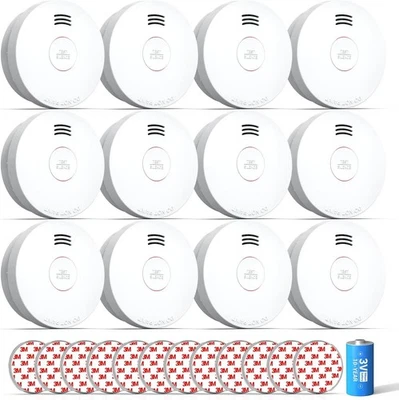 SITERWELL 10 Year Battery Smoke Detector 12 Pack LOT