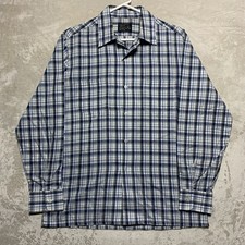 Vintage 70s 80s JCPenney Button Up Shirt Men  s Medium Plaid Flat Hem