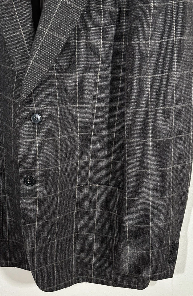 Z Zegna Light Angora Blend Blazer Mens 42R Made In Italy Chocolate Brown Check - Image 3 of 4