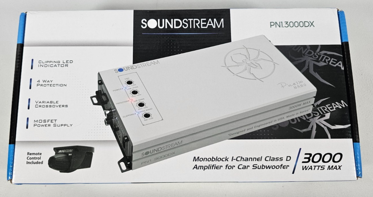 Amplifier 3000w Compact Digital Amp Wired Bass Control For Subwoofers