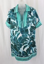 Tori Richard NWT Women's Blue Green White Print Silk Looking Up Monica Dress S