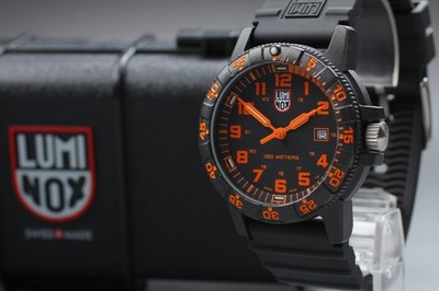 [MINT Box] LUMINOX 0320-1GBq Orange  Black Date Men's Quartz Watch From JAPAN