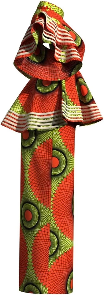 Vestidos africanos Ropa Vestido Dashiki Mujer Falda Conjunto Estampado Ankara Cremallera Top Foto 3 de 4