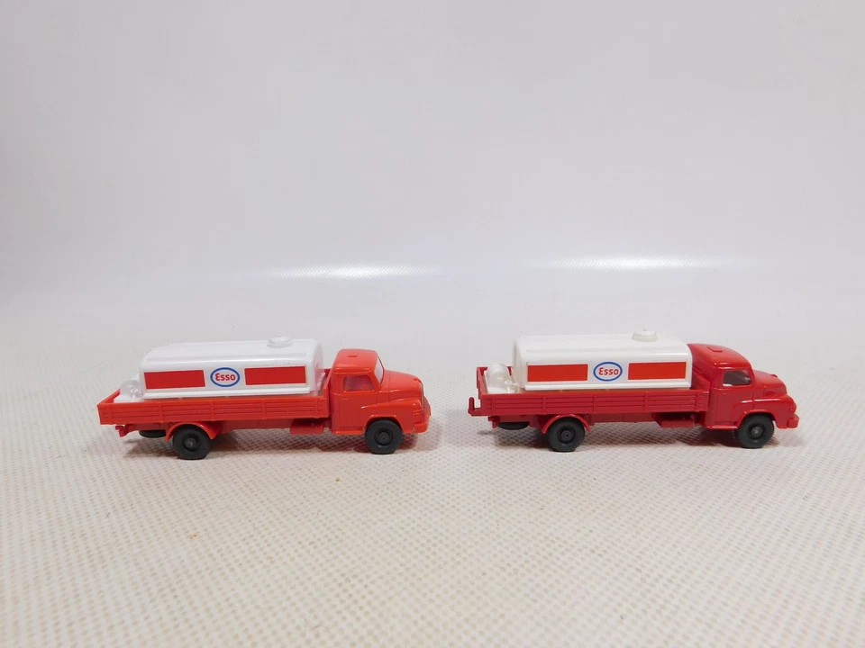 Wiking H0 1:87 2x Camion Cisterna Battaglia Man Kurzhauber Esso Sg # EH166-0,5 - Immagine 2 di 4