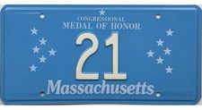 *99 CENT SALE* Massachusetts CONGRESSIONAL MEDAL OF HONOR License Plate #21 NR