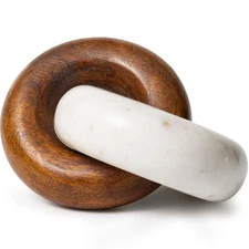 Marble and Wood Knot Decor - Decorative Object for Shelves, Bookcase, Console...