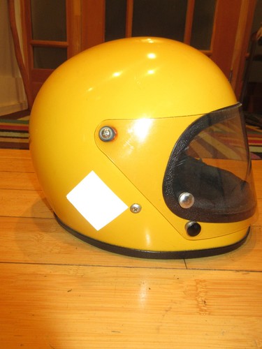 Vintage retro 1973 Motorcycle helmet Lear Siegler 1970's yellow