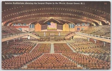 Ocean Grove NJ Auditorium Largest Organ Vintage Linen Postcard