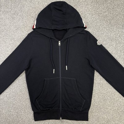 Moncler dreifarbiger Hoodie mit Reißverschluss marineblau Größe Small 100 % authentisch