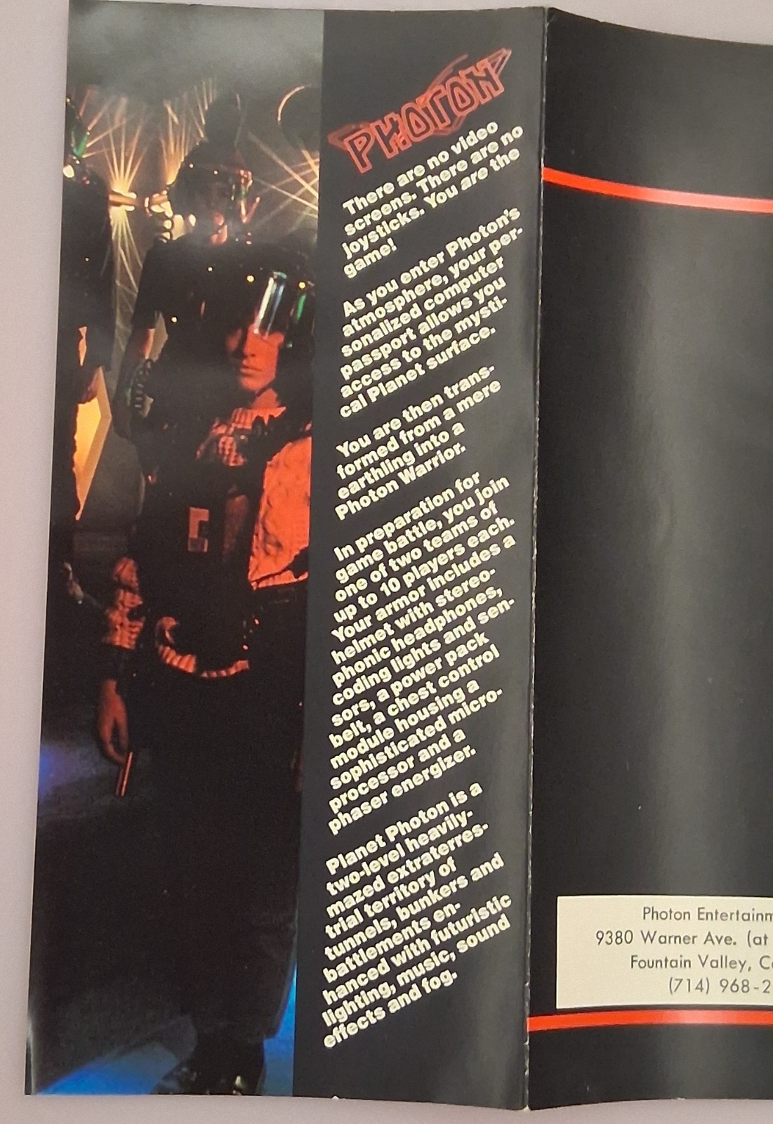 PHOTON LASER TAG EXPERIENCE FOUNTAIN VALLEY, CA Original 1986 Brochure