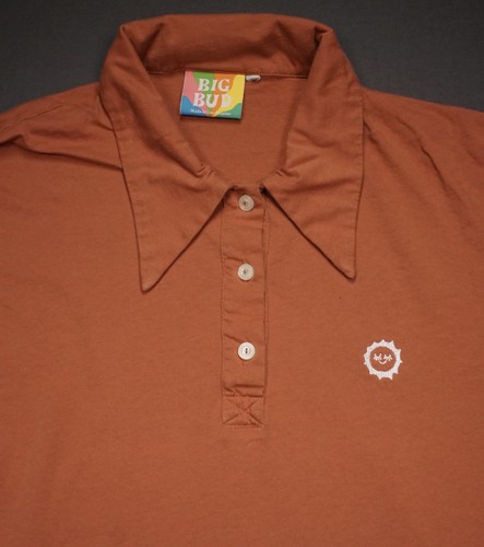 Big Bud Press Polo Shirt Womens Medium Rust Orange Solid Embroidered Sun Logo