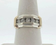 2Ct Round Cut White Moissanite Men's Wedding Band Ring 14k Two Tone Gold Plated