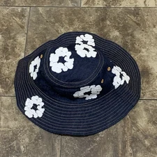 Denim Tears Denim Cotton Wreath Bucket Hat | Washed Indigo — Size L/XL