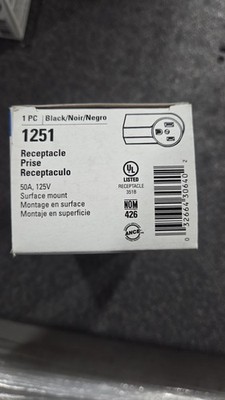 Cooper Wiring Devices 50A 125V Surface Mount Black Receptacle Model 1251