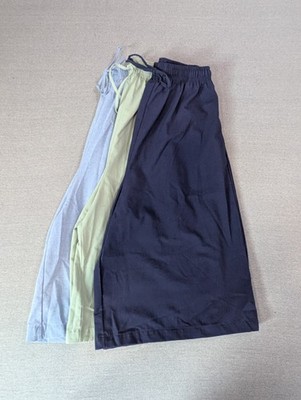 Vintage Classic Elements Wide Leg Elastic Long Shorts Draw String Lot Green,Blue