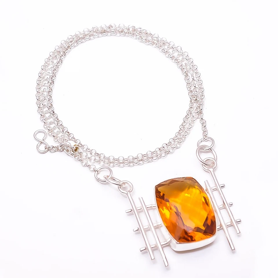 Golden Citrine 925 Sterling Silver Tennis Necklace 19-23" C44120428, Christmas - Image 4 of 4