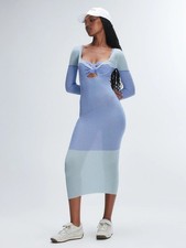 Savage Fenty One Piece Feather Weight Knit Twistlongsleeve Dress Wisteria Purple