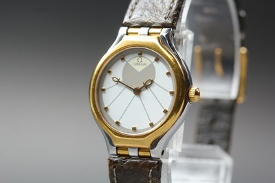 Vintage OMEGA De Ville Symbol Sector Dial Quartz 595.0101 Two Tone Damenuhr