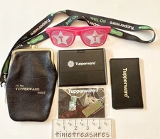 Tupperware Keychain logo product bundle of 7 Cigarette/Coin pin glasses lanyard