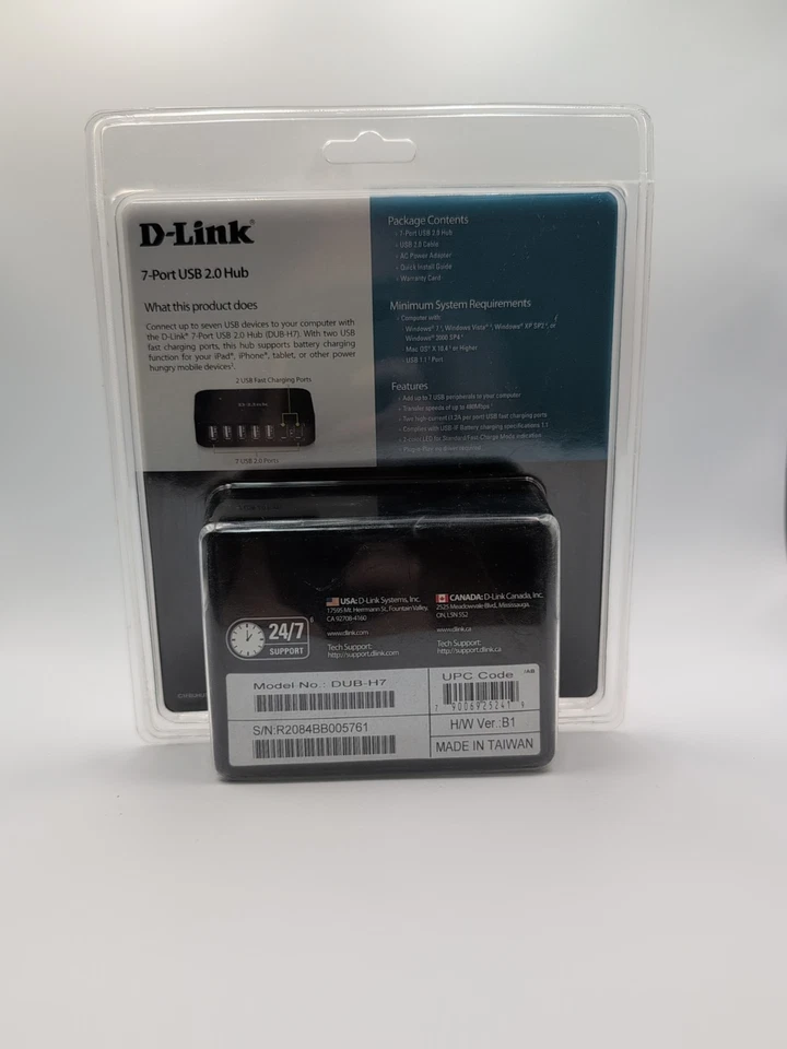 USB Hub D-Link DUB-H7/E USB 2.0 Black - Image 3 of 4