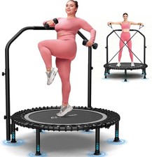 450/550lb Folding Exercise Trampoline with Adjustable Handle Portable Trampoline