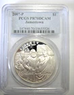 2007-P Jamestown Silver Commemorative Dollar  PCGS MS70 DCAM S/N 147440.70/19655