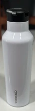 Corkcicle Canteen 20oz Insulated Bottle Stainless Steel Gloss White Custom Logo