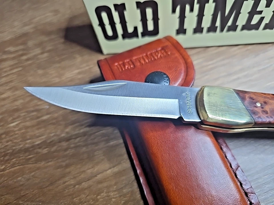 Old Timer 60TW Schrade Lock Back Ironwood Latón Refuerzos con Funda "Golden Bear" Foto 3 de 4
