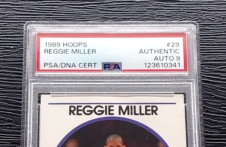 Tarjeta de baloncesto Reggie Miller Hof autografiada firmada 1989 grado automático 9 PSA DNA  Foto 4 de 4