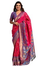 Women's Kanjivaram Patola Soft Silk Sarees With Unstitched Blouse Piece