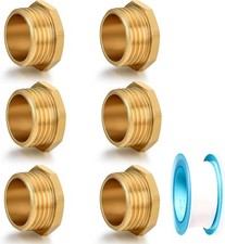 Male Brass Pipe Plug Garden Hose 3/4" GHT 0.75 Inch, 6 Pack
