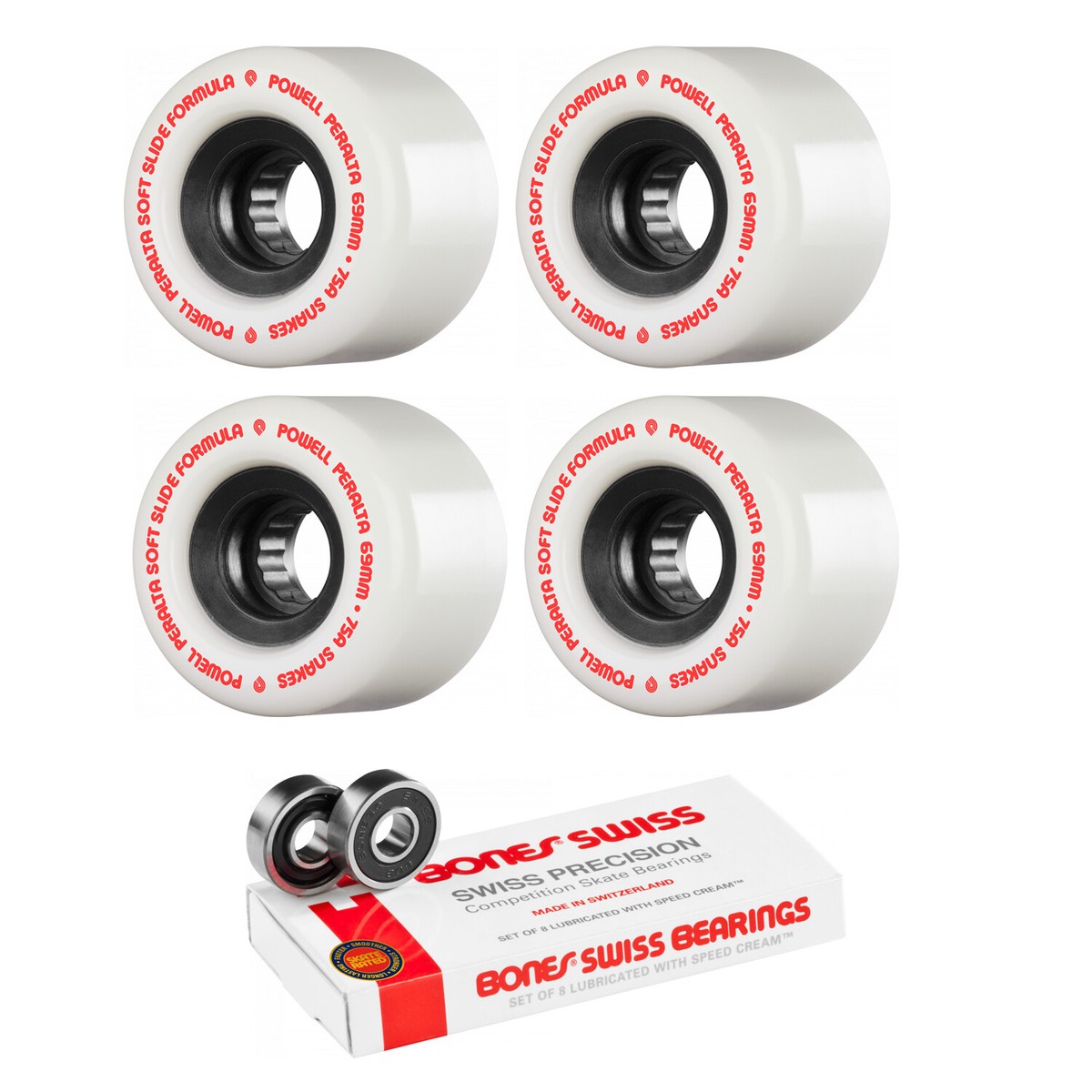 Powell Peralta Longboard Wheels Snakes White 69mm 75A with