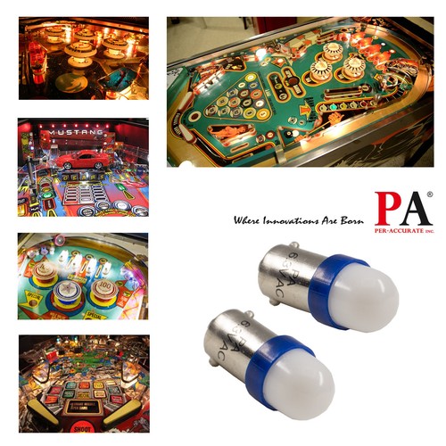 10x #1893 #44 #47 #1847 BA9S Frosted Blue LED Pinball Arcade Light Bulb 6.3V P3 - Picture 5 of 6