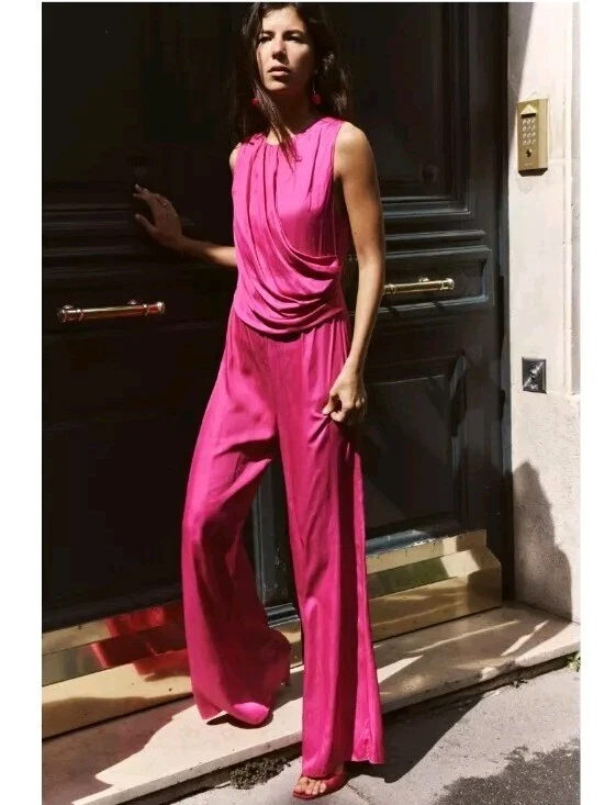 Nuevo con etiquetas ZARA CINTURA FRUNCIDA EFECTO SATINADO MONO TALLA L Foto 3 de 4