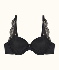 NWT THIRDLOVE 24/7 Lace Detail T-Shirt Bra Black Size 30D