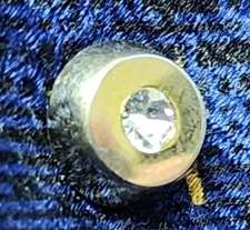 Vintasge Gold Tone Tie Tack / Tie Pin Tapering Round w/ Faceted Clear Stone