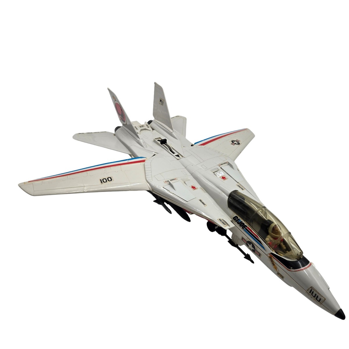 1983 GI Joe SKYSTRIKER Jet w/ ACE COMPLETE w/ Box & Parachutes F14