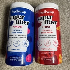 2 New Bellway Super Prebiotic Fiber 7.7 Oz Each Mixed Berry And Raspberry Lemon