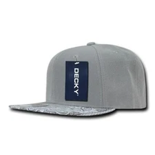DECKY Black Snapback Cap Hat Paisley Bandana Flat Bill Visor Gray NWT